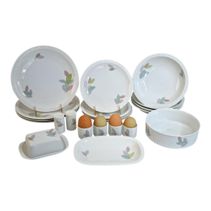 1950s Mid-Century Modern Arzberg Germany Dinnerware Set 22 Piece Leaves Arz3415 Service for 4 + Extras