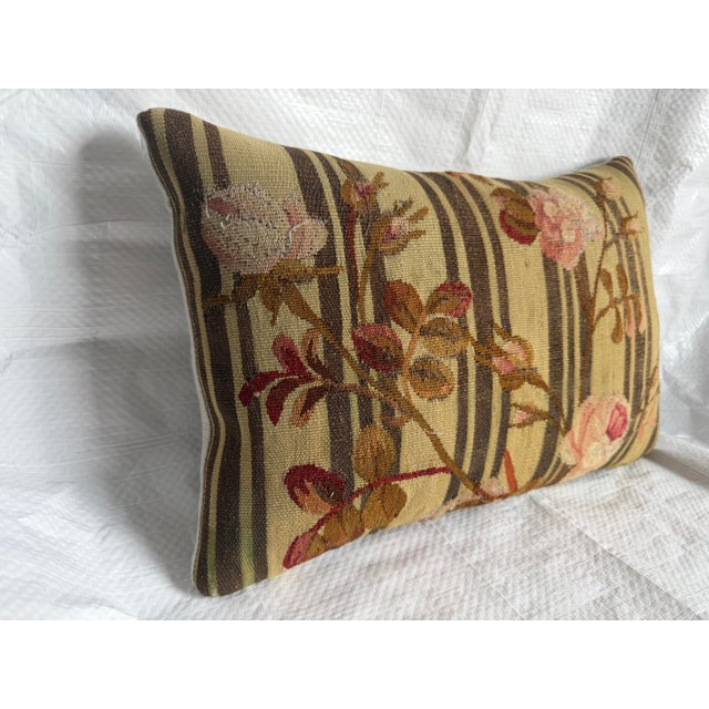 Antique French Aubusson Floral Metallic Thread Pillow, Circa 1850 For Sale - Image 4 of 7