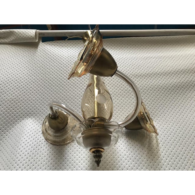 Gold Small Czech Bohemia Chandelier with 3 Bulbs, 1950s For Sale - Image 8 of 18