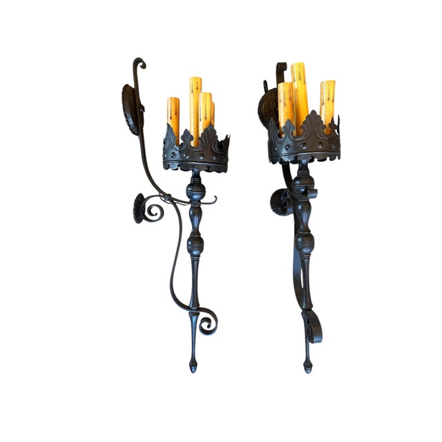 These are magnificent 4 light cluster wall sconces done in the finest craftsmanship of the early 1920 period. Perfect for...