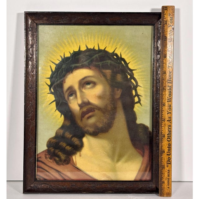 Antique Framed Chromolithograph Ecce Homo Crown of Thorns after Fridolin Leiber For Sale - Image 10 of 10