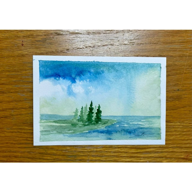 Nancy Smith Original Watercolor Painting "Pine Peninsula" For Sale - Image 4 of 4