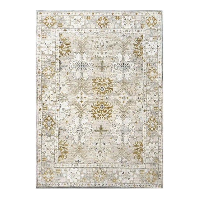 21st Century Turkish Oushak 10x14 Beige, Ivory, & Gold Handmade Area Rug #1144072 For Sale