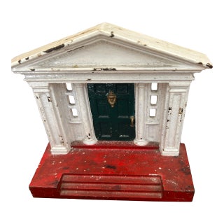 1920s Antique Cast Iron Front Door Pillar Doorstop For Sale