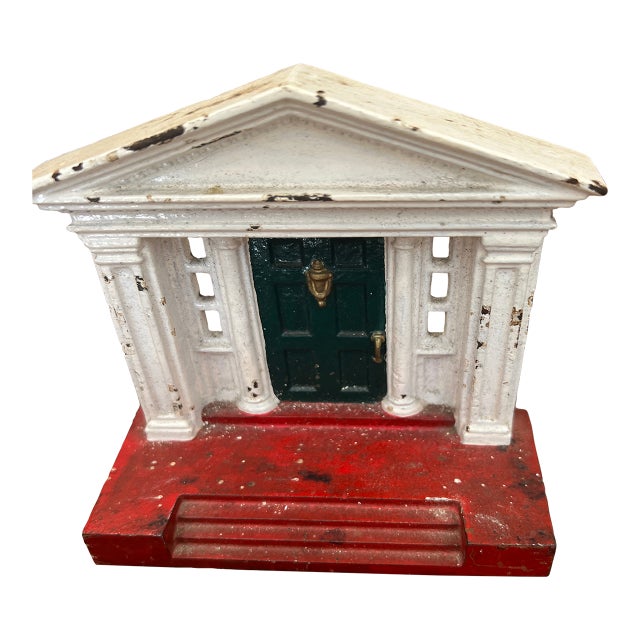 1920s Antique Cast Iron Front Door Pillar Doorstop For Sale