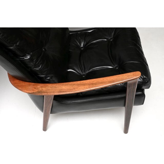 Black Vintage Swedish Armchairs in Leather by Inge Andersson from Brødere Andersen, 1960, Set of 2 For Sale - Image 8 of 11