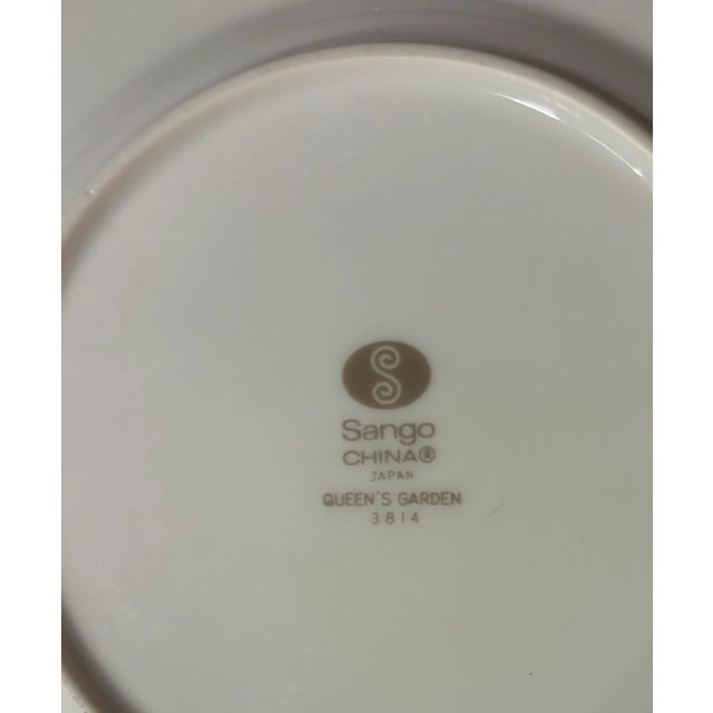 Late 20th Century Queen's Garden Floral Plates With Red Rim- Set of 4 For Sale - Image 5 of 6