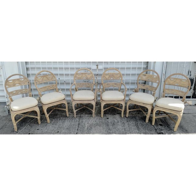 Platt Collections Rattan Chairs With Wave Patterned Backs Set of 6