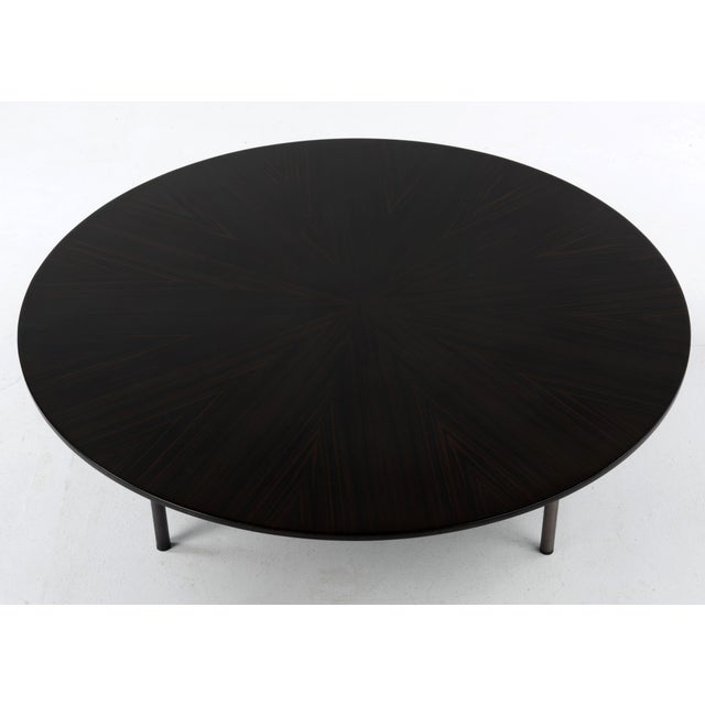 Zebrawood Low Coffee Table Round Three Legs Chairish