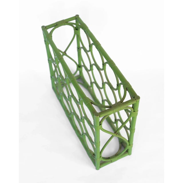 1970s Vintage 1970s Boho Green Rattan 12-Bottle Wine Rack For Sale - Image 5 of 13