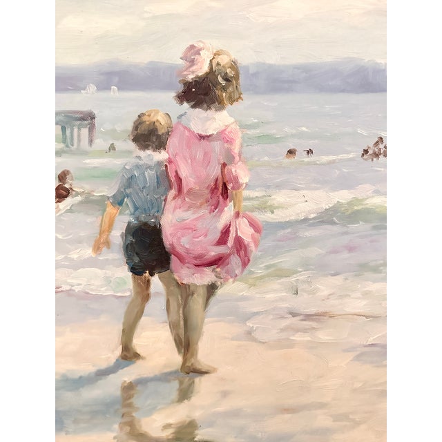 Impressionist Vintage Impressionist Seascape Painting For Sale - Image 3 of 8