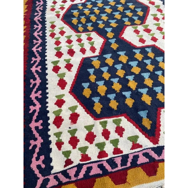 Vintage Senneh Kilim For Sale - Image 10 of 14