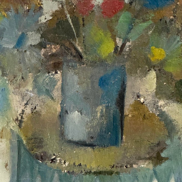 Id Century Modernist Floral Still Life Oil Painting by Marcel Mortier in Original Gold Leaf Frame For Sale - Image 13 of 17