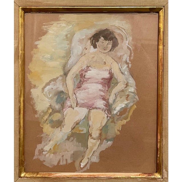Jules Pascin, Gouache Painting Jules Pascin Hand Signed Woman in Boudoir German Expressionism, c.1930's For Sale - Image 4 of 11