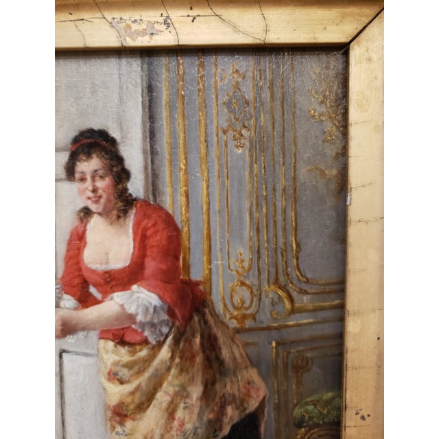 Late 19th Century Hermann Koch, "Woman With Tray" Figurative Oil Painting, Framed For Sale In Denver - Image 6 of 13