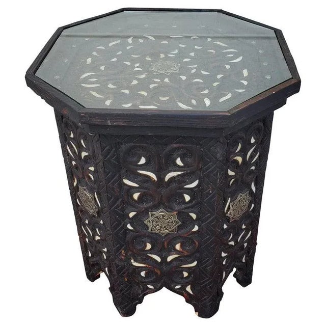 Wood Moroccan Hexagonal Wooden Side Table - 8lm24 For Sale - Image 7 of 7