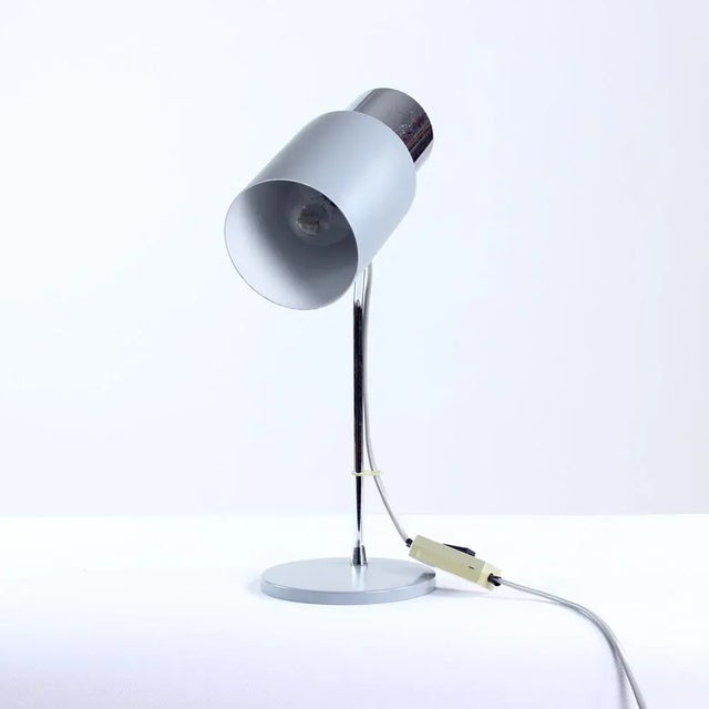 Chrome and Gray Metal Table Lamp by Josef Hurka for Napako, 1960s For Sale - Image 10 of 11