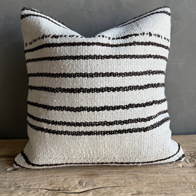 Mid-Century Modern Vintage Rug Pillow Cover With Stripes For Sale - Image 3 of 7