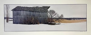 Maxwell Mackenzie, Barn in Snow, Winter Landscape, Large Panoramic Color Photograph Signed Photo, 1993