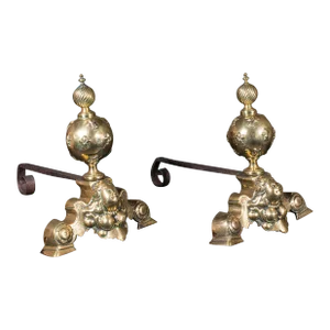 1750's Pair of Antique Fireside Andirons