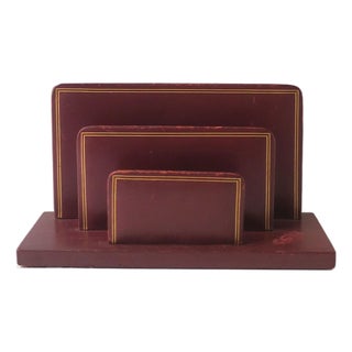 French Leather Mail Desk Holder, Cartier Style, Mid-20th Century, France For Sale