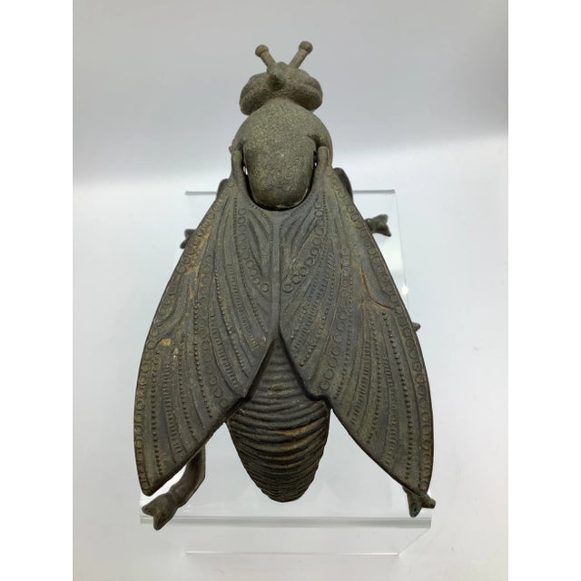 Art Deco Vintage Italian Brass Fly Ashtray With Hinge For Sale - Image 3 of 9
