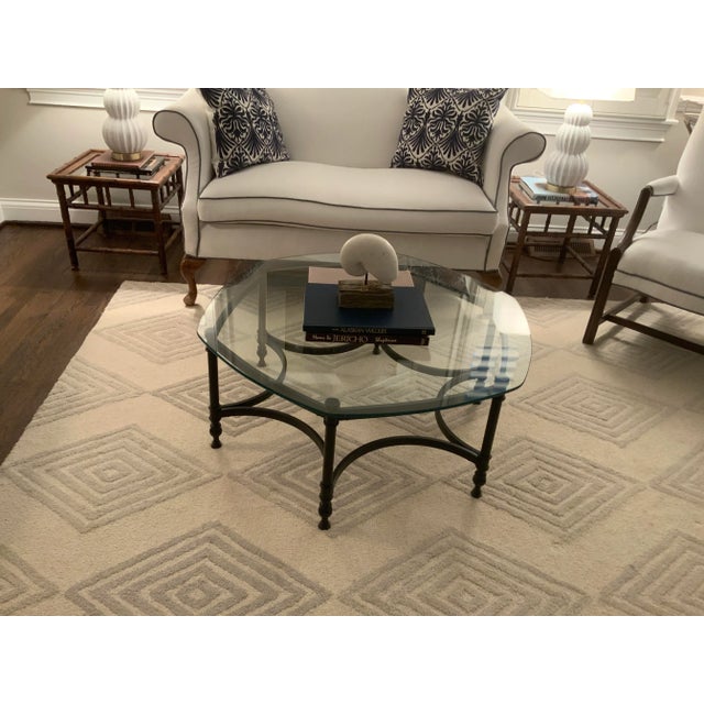 1970s Black & Glass Hexagon Coffee Table For Sale - Image 9 of 12