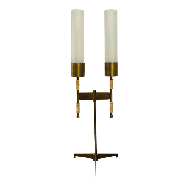 Jonathan Browning for Baker Modern Brass and Frosted Glass Tomales Table Lamp For Sale