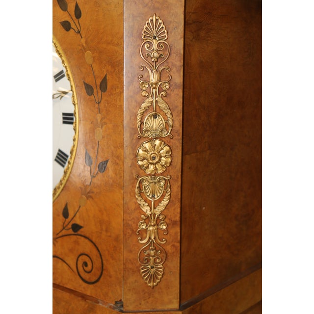 Wood Antique French Empire Style Bronze and Marble Mounted Tall Case Clock For Sale - Image 7 of 15