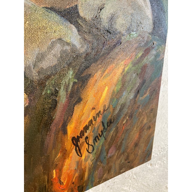 Boho Chic Vintage Panther Oil on Canvas For Sale - Image 3 of 9