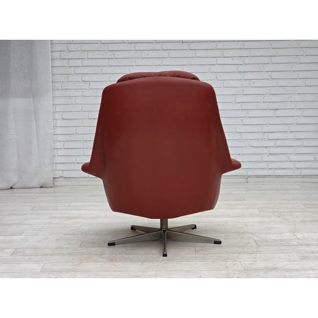 Danish Swivel Armchair in Furniture Leather by H.W. Klein for Bramin, 1970s For Sale - Image 13 of 18
