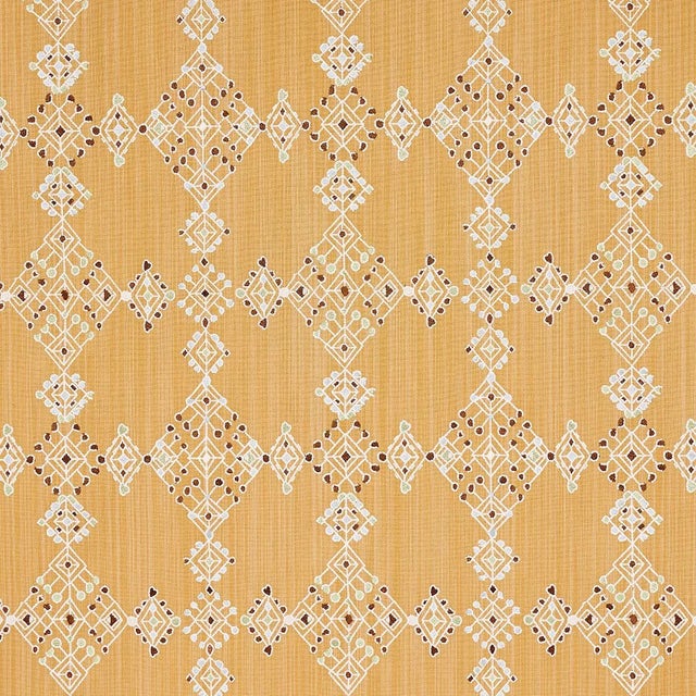 2020s Schumacher Kalindi Embroidery Fabric in Saffron For Sale - Image 5 of 5
