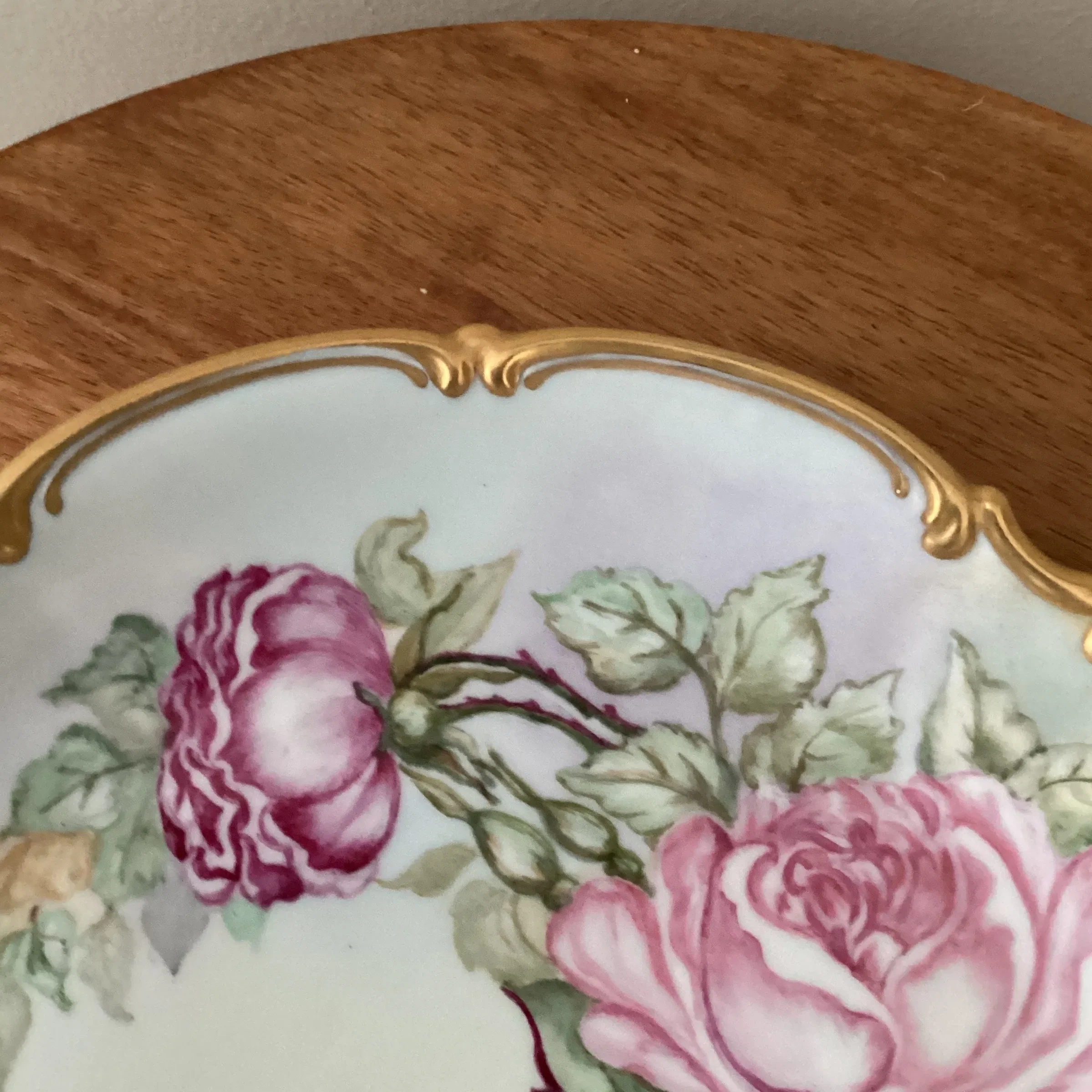 Antique Porcelain Handpainted With Gold Trim Serving Plater by  display picture 1