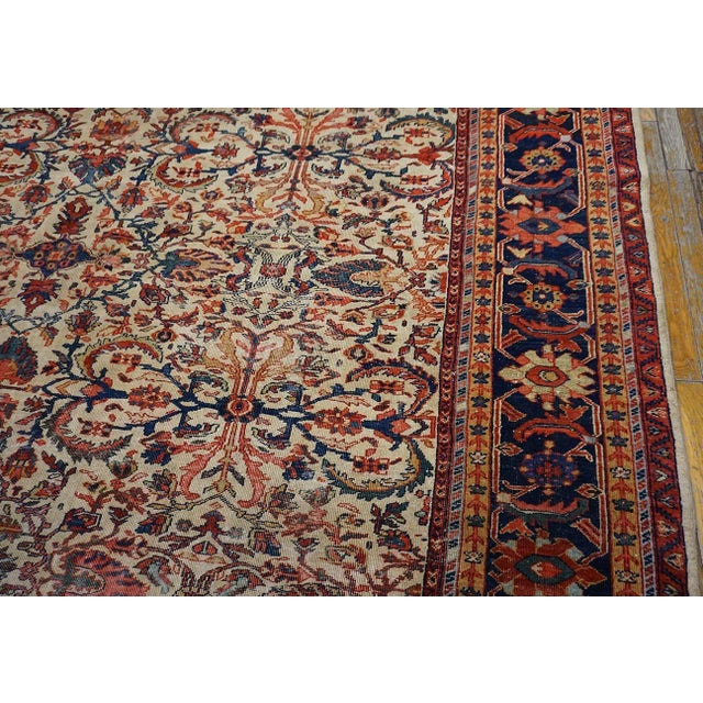 Stunning Ivory Open Field and Allover Design Sultanabad Style Antique Persian Rug For Sale - Image 9 of 12