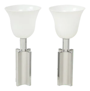 French 1970s Chrome Lamps - A Pair