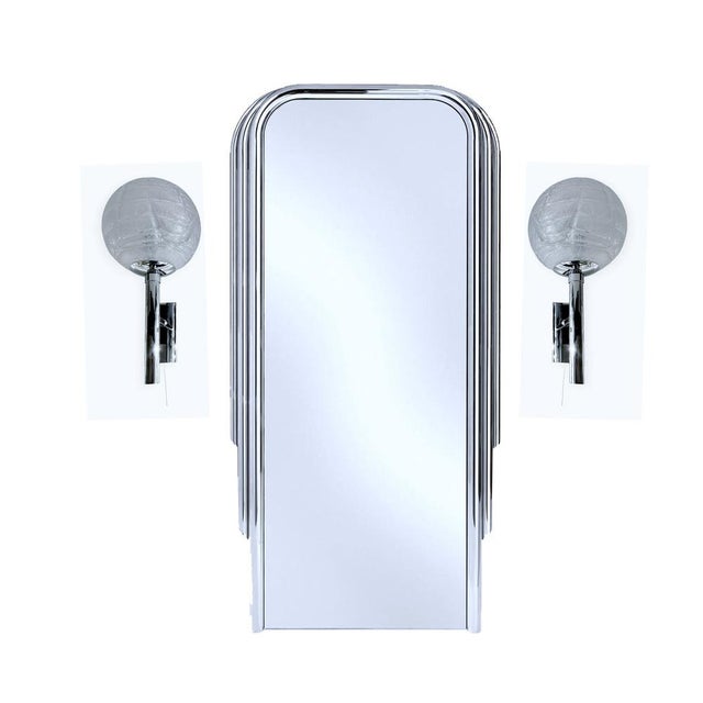 Pair of Vintage Space Age sconces by Doria 1970s, chrome brass structure with structured cocoon Murano glass globes...