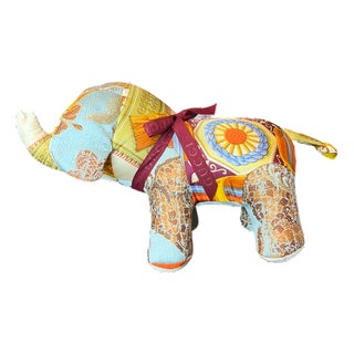 Gucci Tassels Vintage Silk Scarf Lucky Elephant For Sale