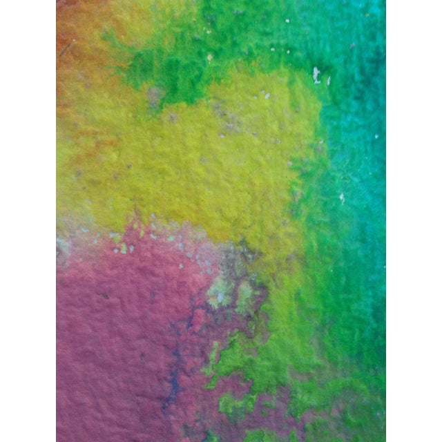 Metal Vintage Original Watercolor Splotches Abstract Painting Famed Art Artist Signed For Sale - Image 7 of 10