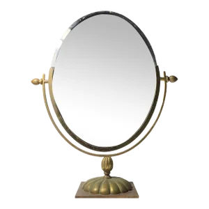Vintage Italian Brass Table Vanity Mirror