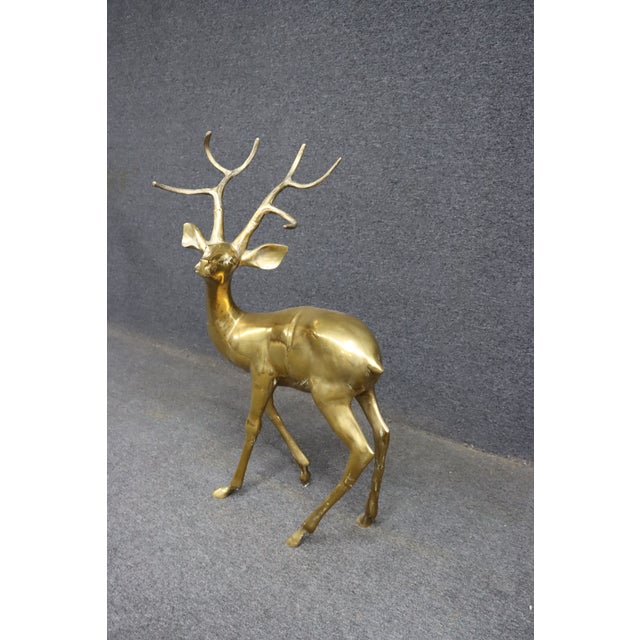 Solid Brass Deer Sculpture For Sale - Image 4 of 8