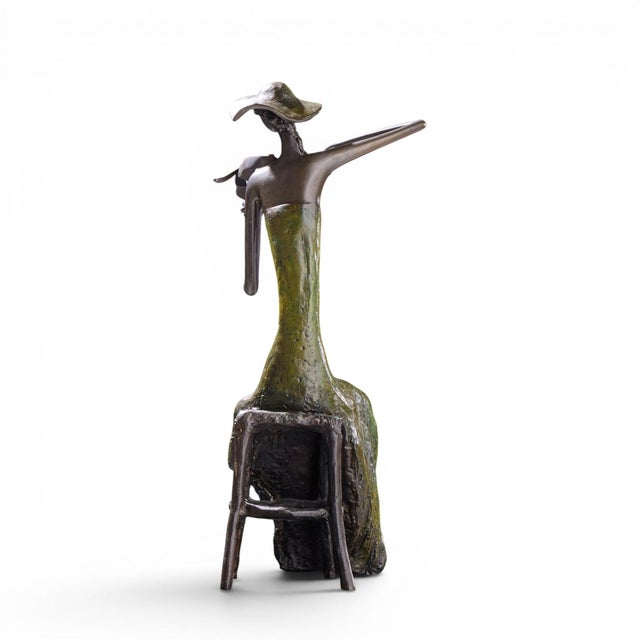 Ruth Bloch Woman Playing Violin Israeli Bronze Sculpture For Sale In Chicago - Image 6 of 10