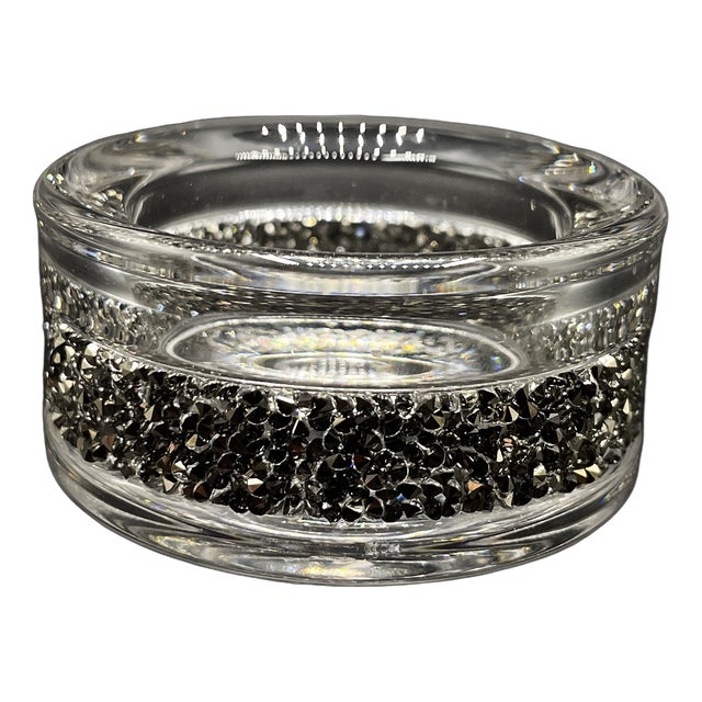 Black Crystal Candleholder from Swarovski, 1980s For Sale