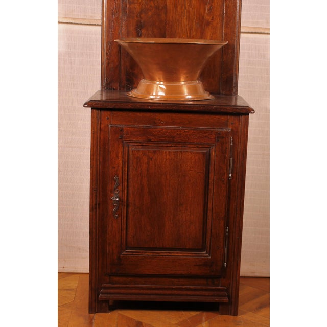 Antique French Oak & Copper Washstand, 1800s For Sale - Image 3 of 11