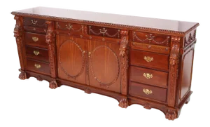 20th Century Art Nouveau Hand Carved Mahogany Wood Sideboard