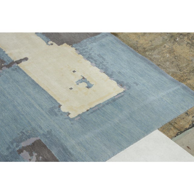 Rug & Kilim’s Deco Style Modern Rug in Blue, Black Geometric Pattern For Sale In New York - Image 6 of 8