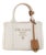 Prada Jardinière Natural Cotton Canvas Leather Trim Mini Handbag For Sale