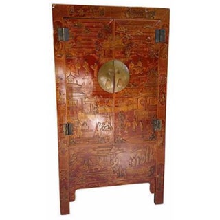 Vintage Chinese Lacquer Cabinet / Armoire For Sale