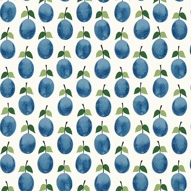 SAMPLE - Boråstapeter Prunus Wallpaper In Blue For Sale