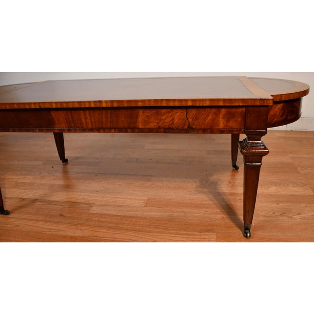 1930s English Regency Mahogany & Satinwood , Leather Top Coffee Table For Sale - Image 6 of 15