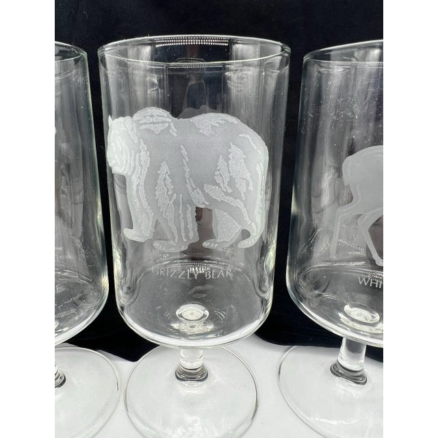 Transparent Mid Century Georg Jensen Etched Wildlife Glasses Set of 5 For Sale - Image 8 of 9